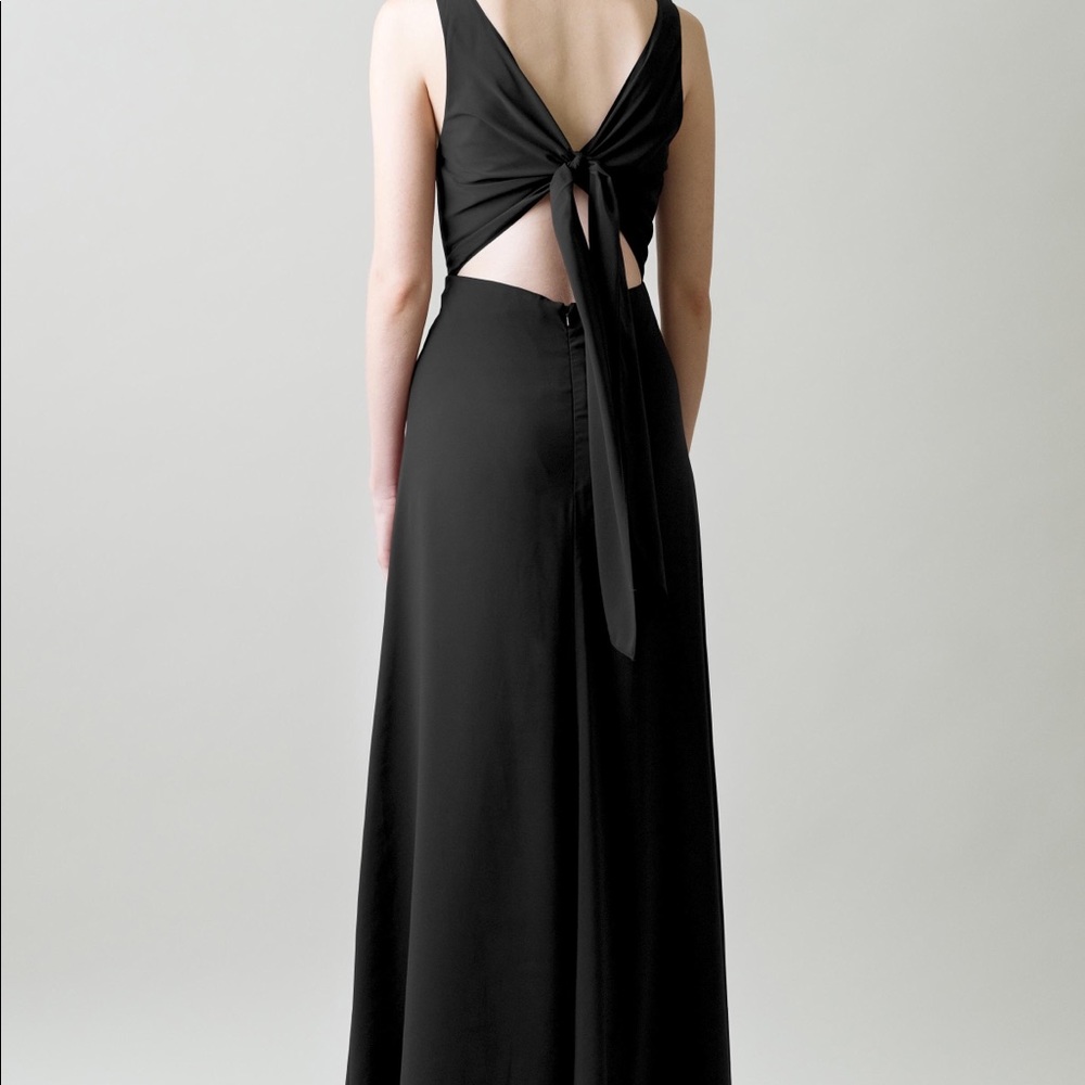 Jenny Yoo Black Tie Back Maxi Dress